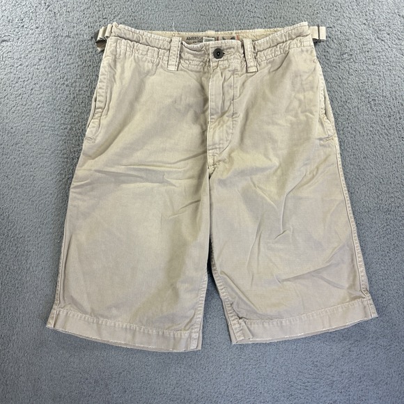American Eagle Shorts Mens 32 Tan Khaki‎ Heavy Drawstring Beach Long Bermuda Y2K - Picture 1 of 7